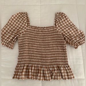 JCrew smocked gingham top
